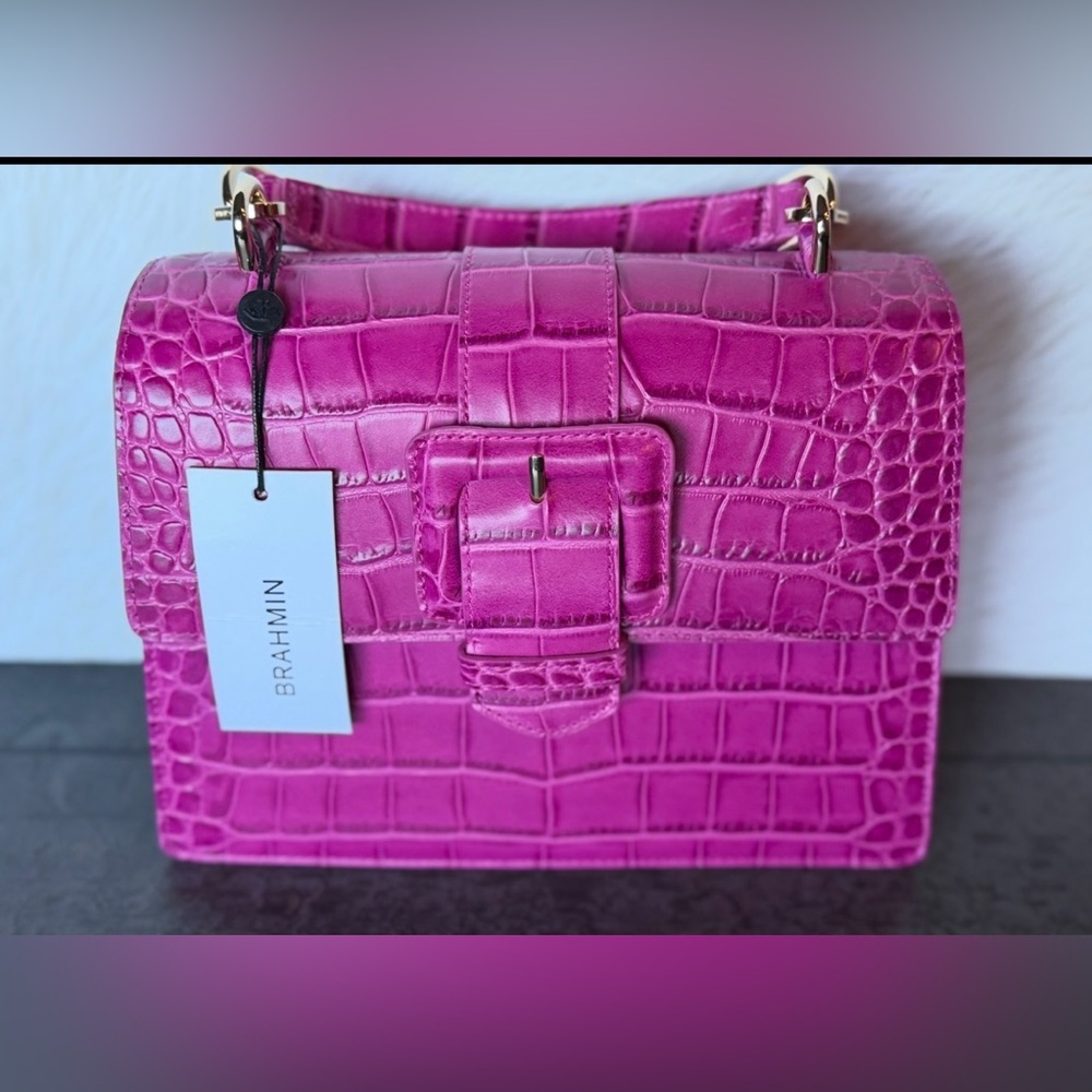 Brahmin Small Hallie Satchel Empower Tangsi Pink Leather BCA $365 - Picture 6 of 16